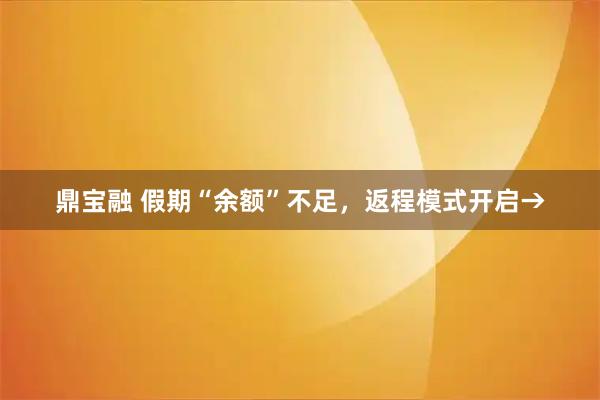 鼎宝融 假期“余额”不足，返程模式开启→